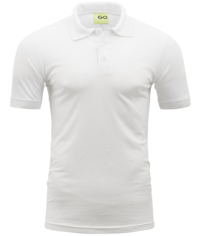 Poloshirt in Weiß mit gestricktem Kragen und Bund 