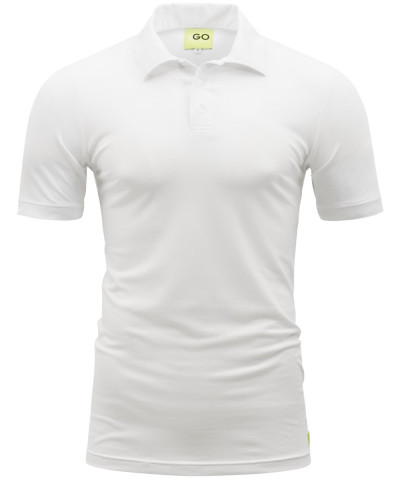 Poloshirt in Weiß - Kragen und Bund in Piqué-Stoff